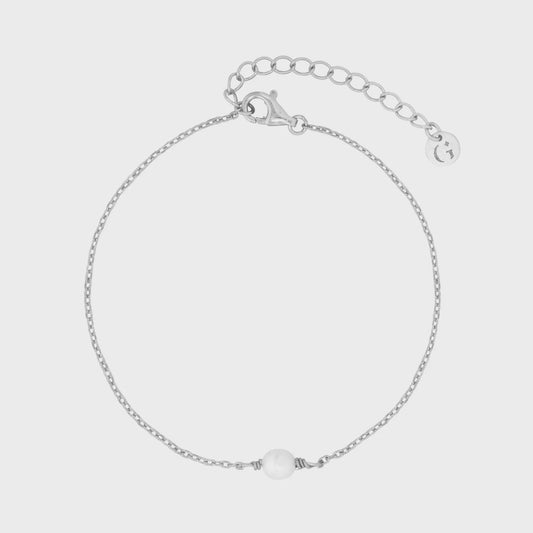 Single Pearl Bracelet - Silver