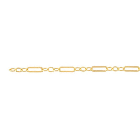 Yellow Gold-Filled 1.7mm Flat Long and Short Chain 27cm for Anklet