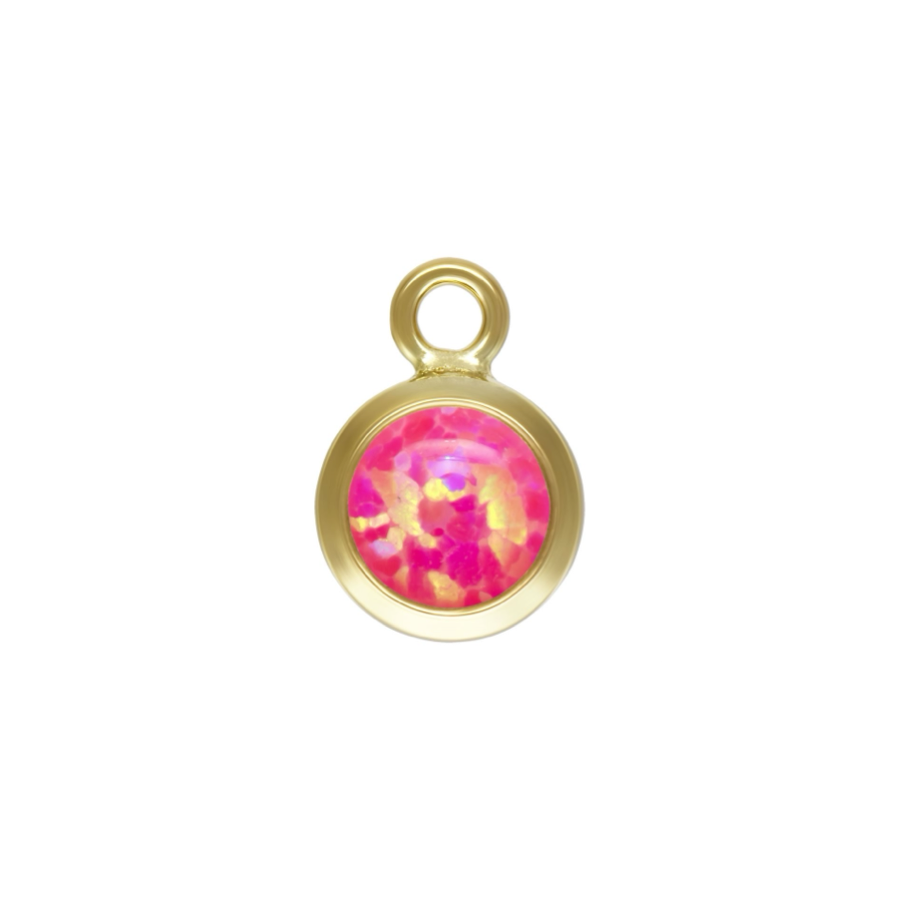 14ct Yellow Gold Filled 4mm Hot Pink Bello Opal Bezel Charm