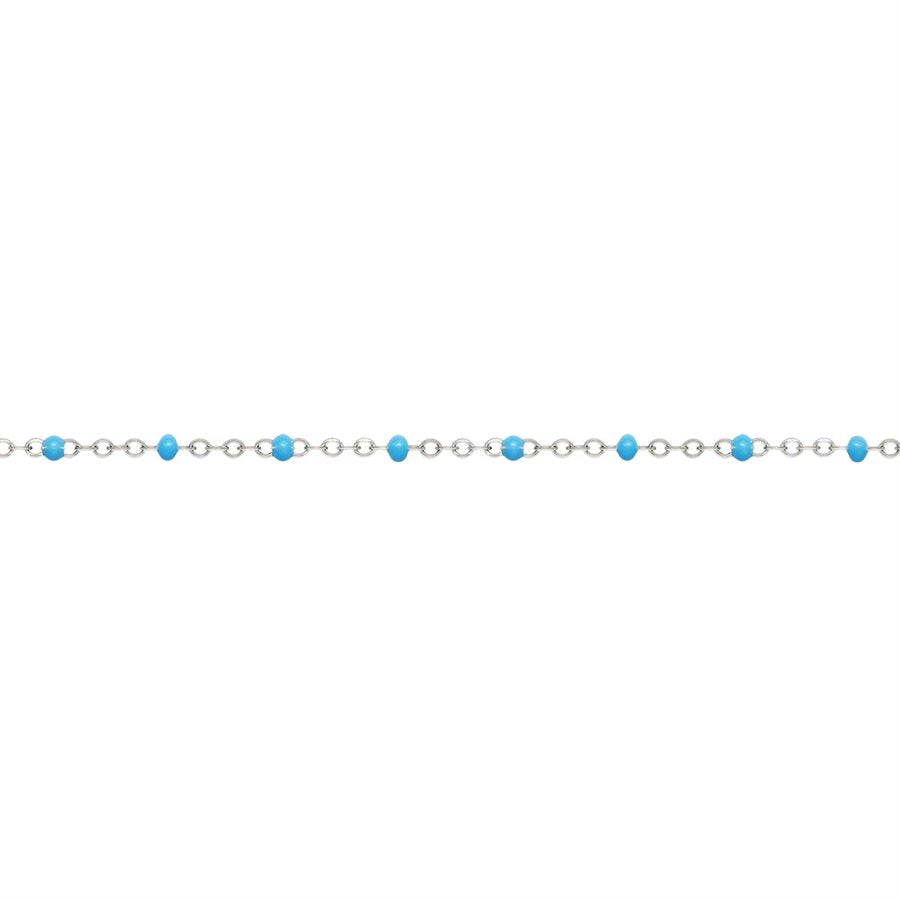 1.7mm Flat Cable Chain with Blue Beads 27cm Welding Anklet