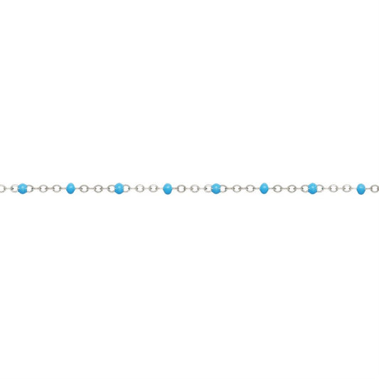 1.7mm Flat Cable Chain with Blue Beads 27cm Welding Anklet