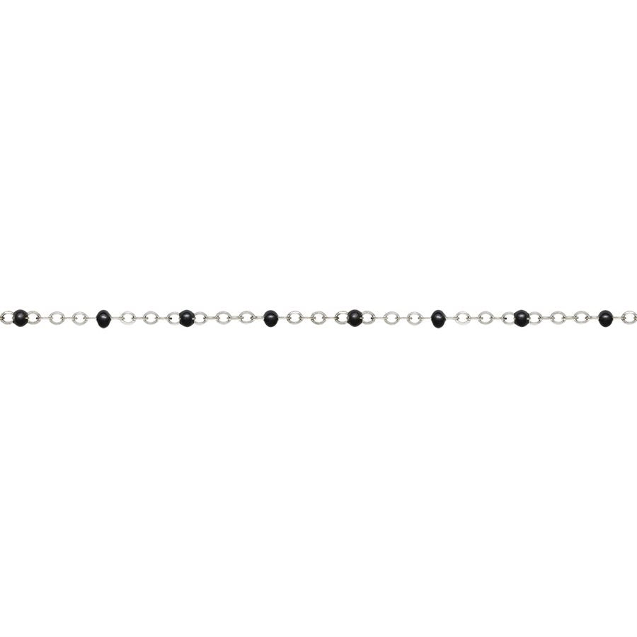 1.7mm Flat Cable Chain with Black Beads 27cm Welding Anklet