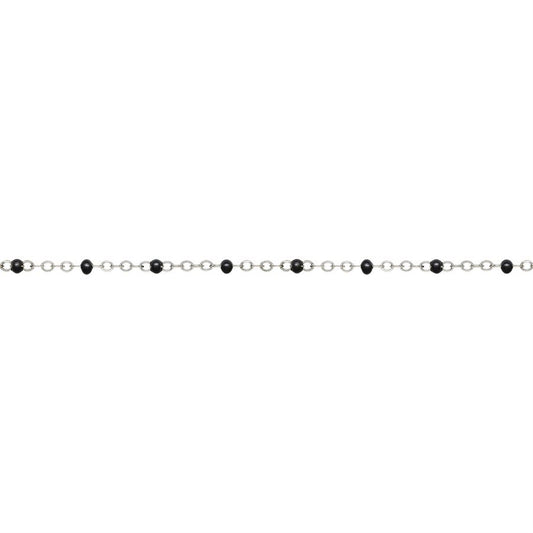 1.7mm Flat Cable Chain with Black Beads 27cm Welding Anklet