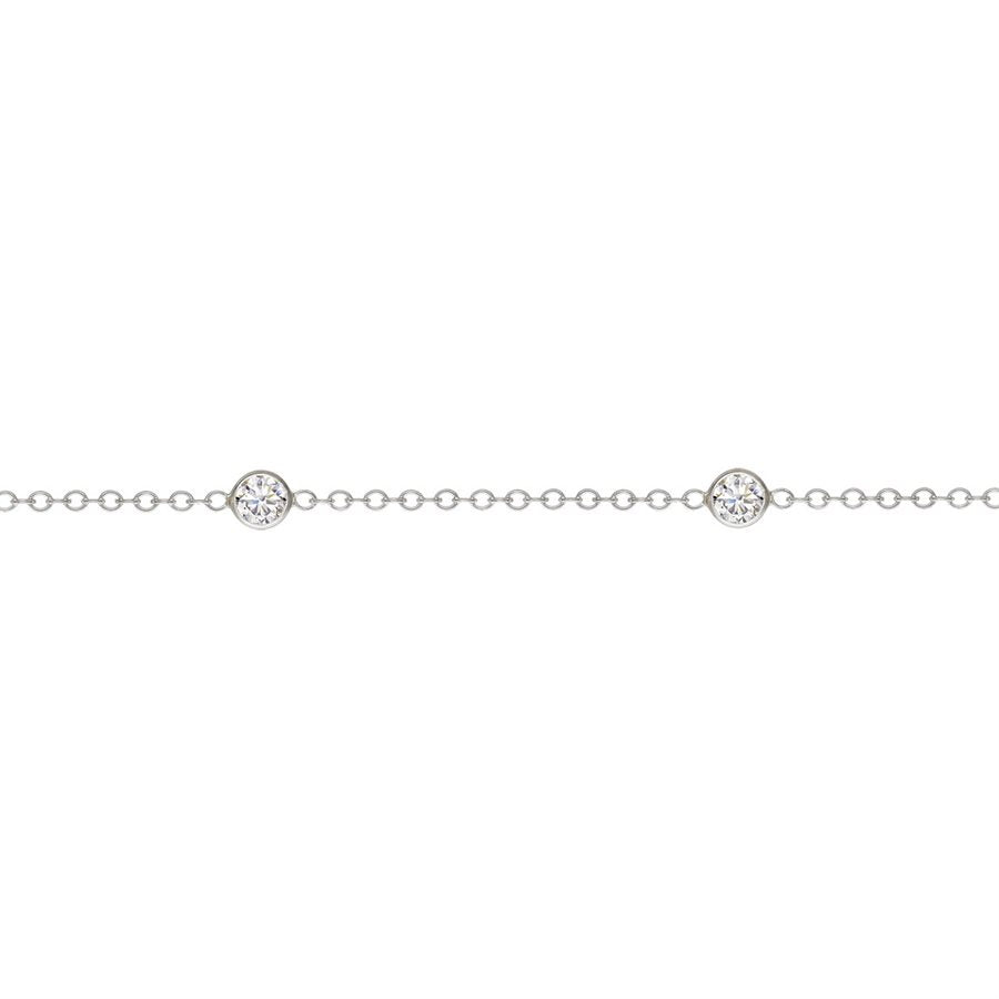 925 Sterling Silver 1.7mm Flat Cable 4.0mm White CZ 21cm