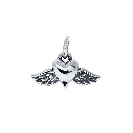 Sterling Silver Heart with Wings Charm