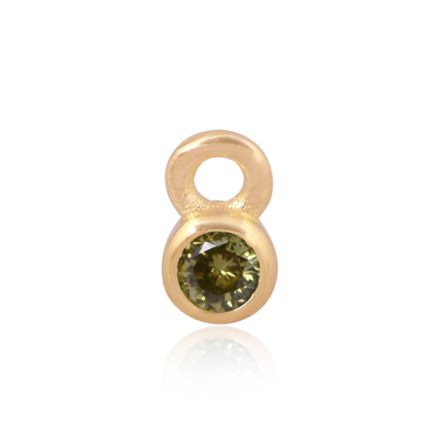 3mm CZ Round Charm, August. 14ct Gold Vermeil