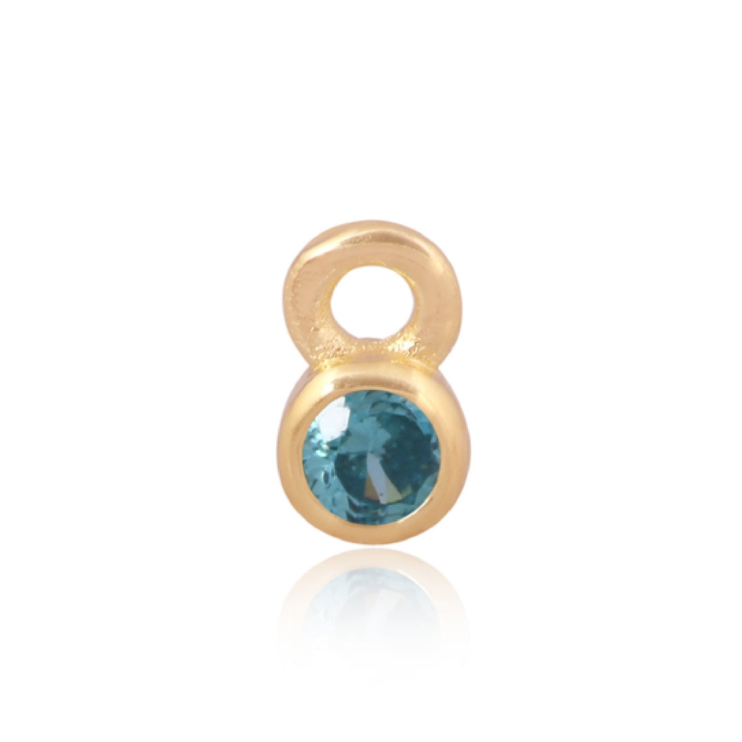 3mm CZ Round Charm, December. 14ct Gold Vermeil
