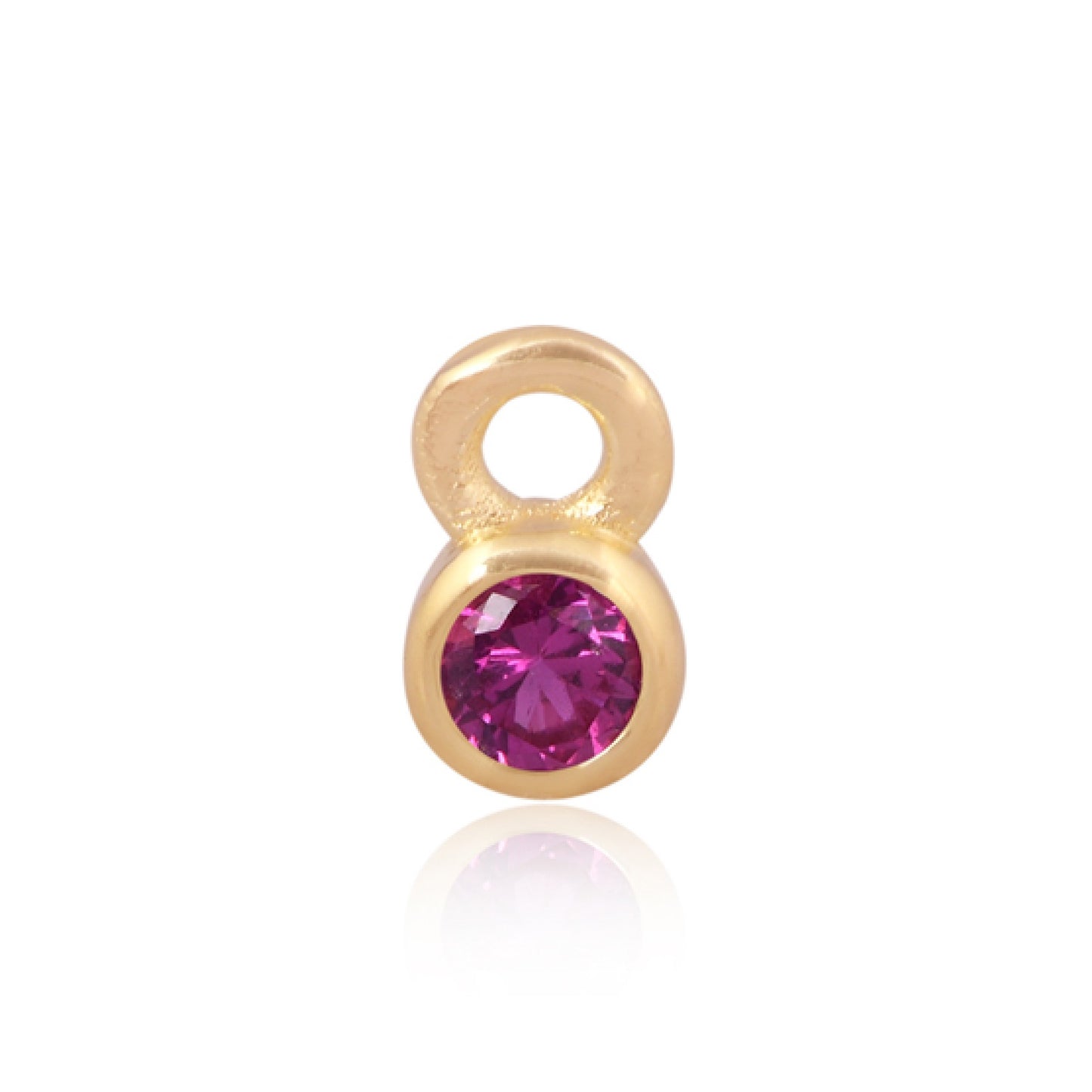 3mm CZ Round Charm, July. 14ct Gold Vermeil