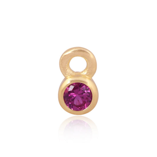 3mm CZ Round Charm, July. 14ct Gold Vermeil