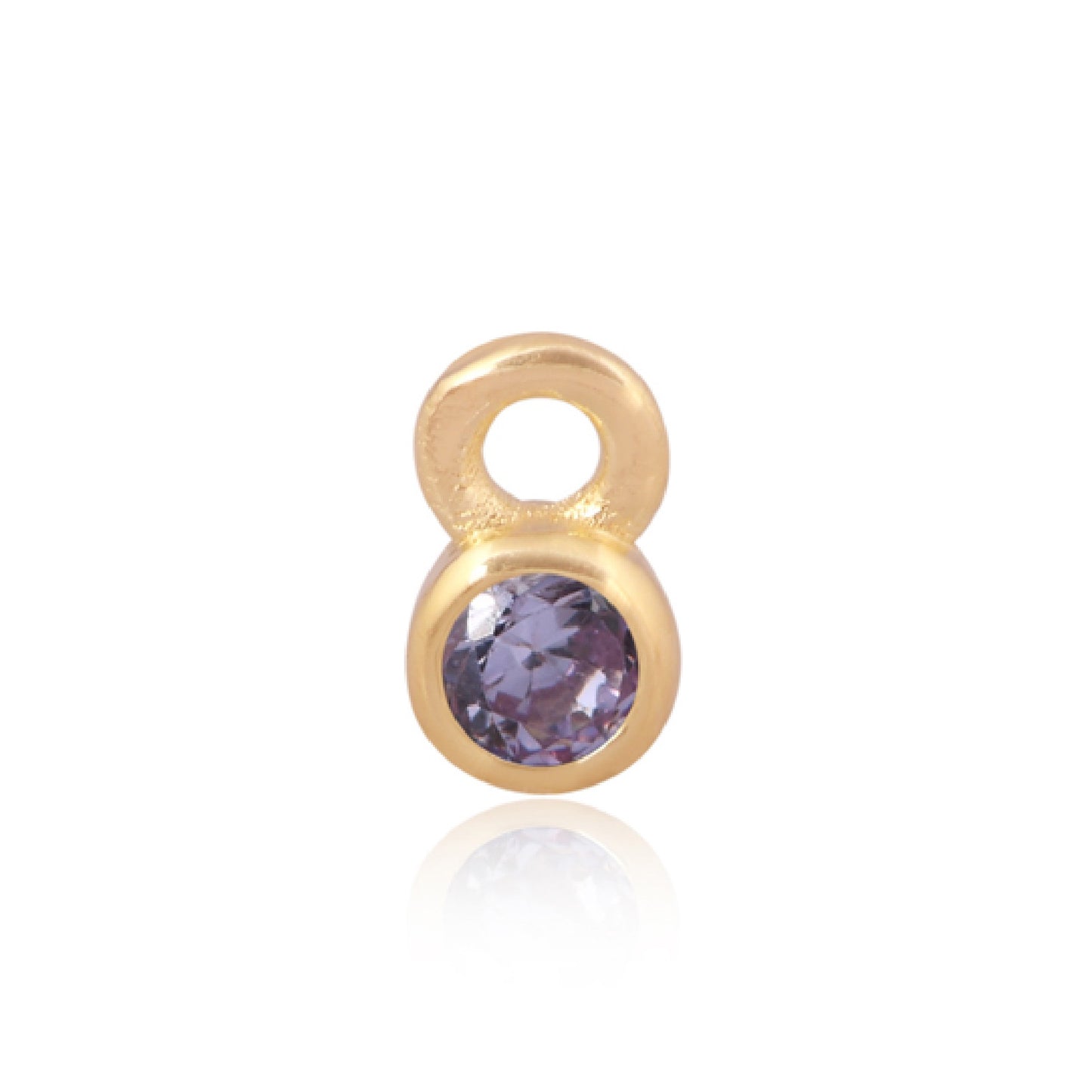 3mm CZ Round Charm, June. 14ct Gold Vermeil
