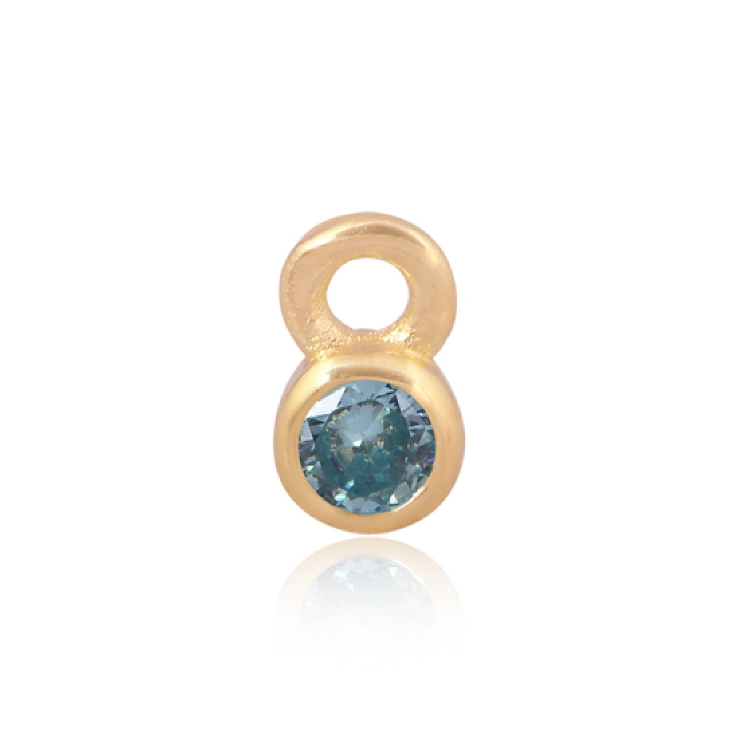 3mm CZ Round Charm, March. 14ct Gold Vermeil