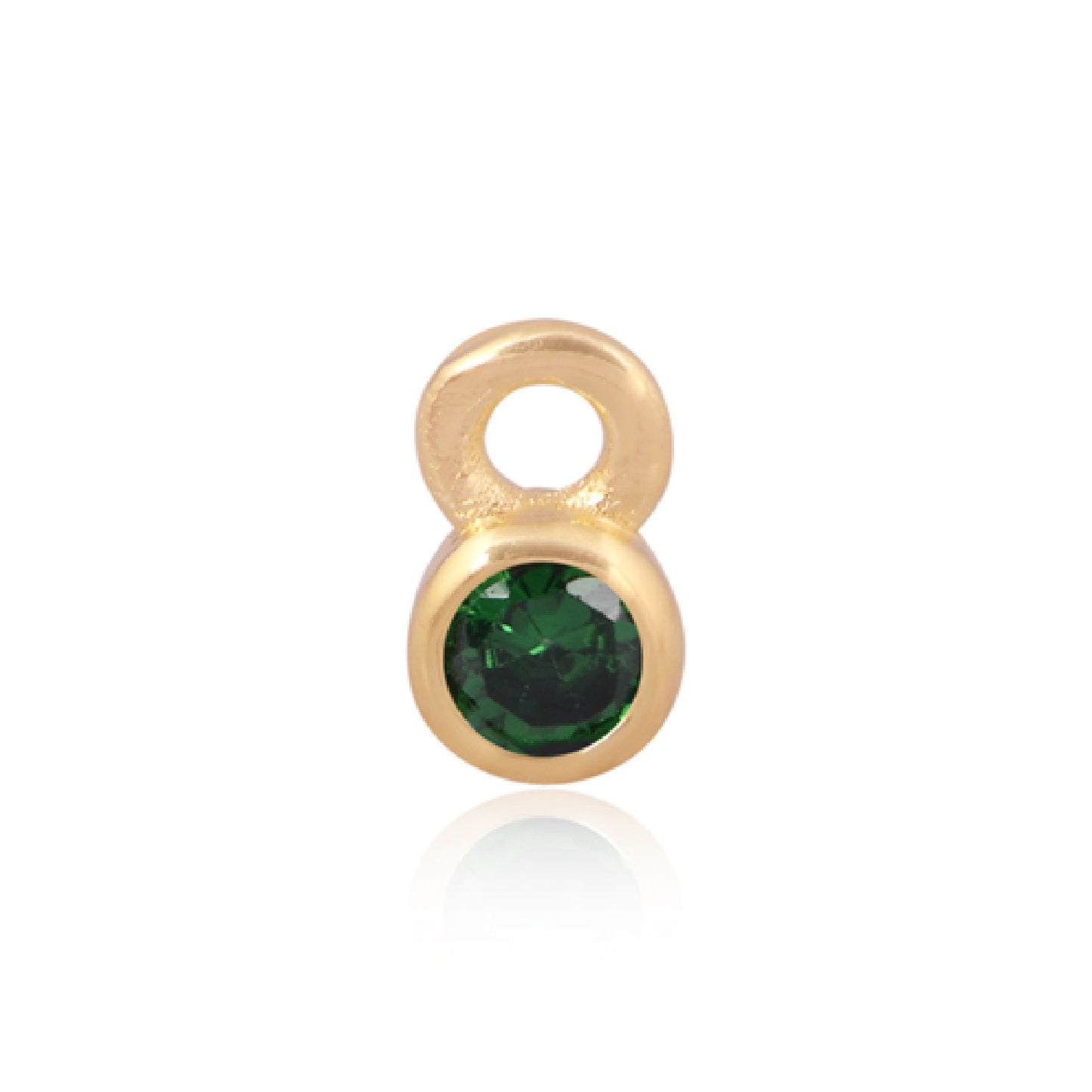 3mm CZ Round Charm, May. 14ct Gold Vermeil
