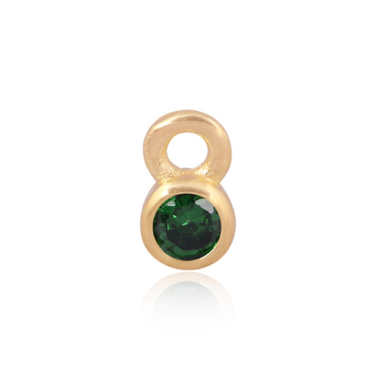 3mm CZ Round Charm, May. 14ct Gold Vermeil