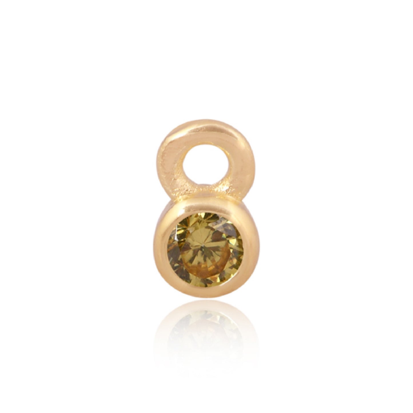 3mm CZ Round Charm, November. 14ct Gold Vermeil