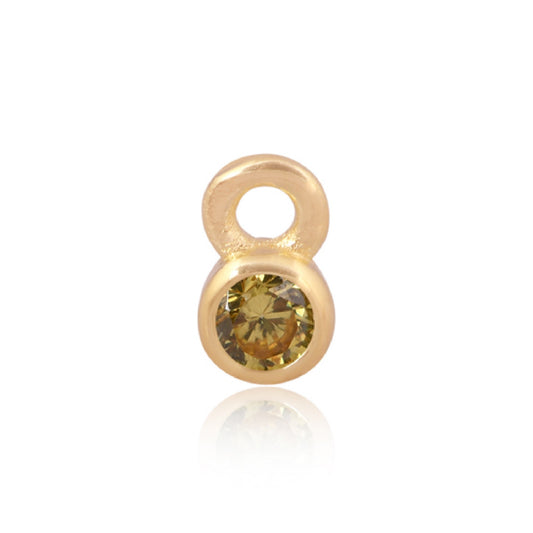 3mm CZ Round Charm, November. 14ct Gold Vermeil