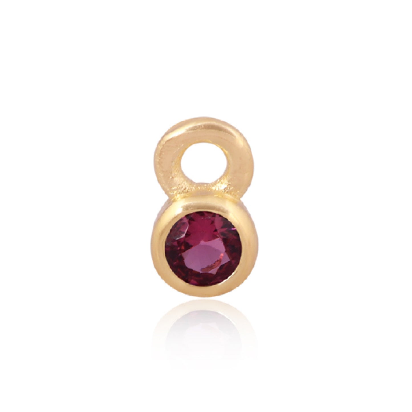 3mm CZ Round Charm, October. 14ct Gold Vermeil
