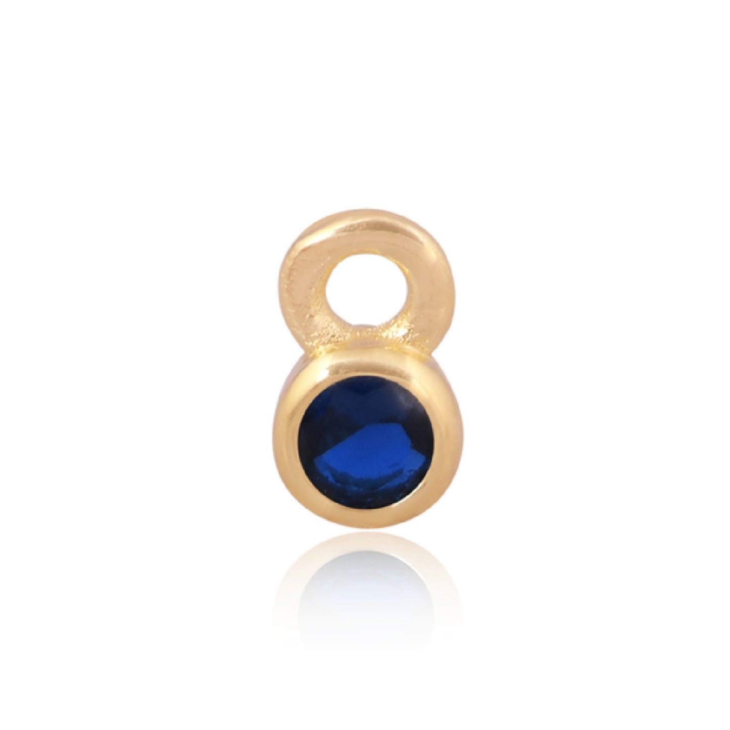 3mm CZ Round Charm, September. 14ct Gold Vermeil