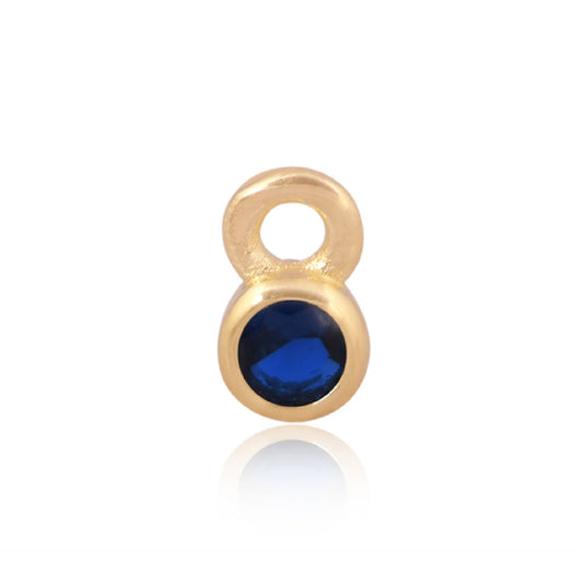 3mm CZ Round Charm, September. 14ct Gold Vermeil