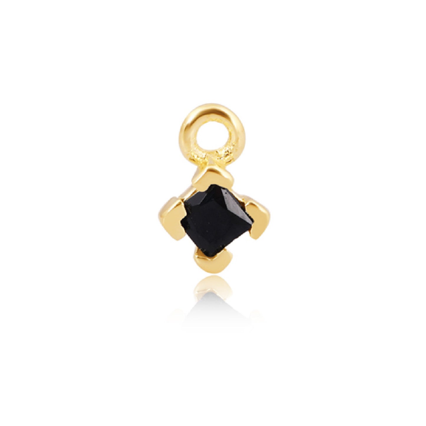 14ct Yellow Gold Vermeil 3mm Black Square CZ Charm for Permanent Jewellery