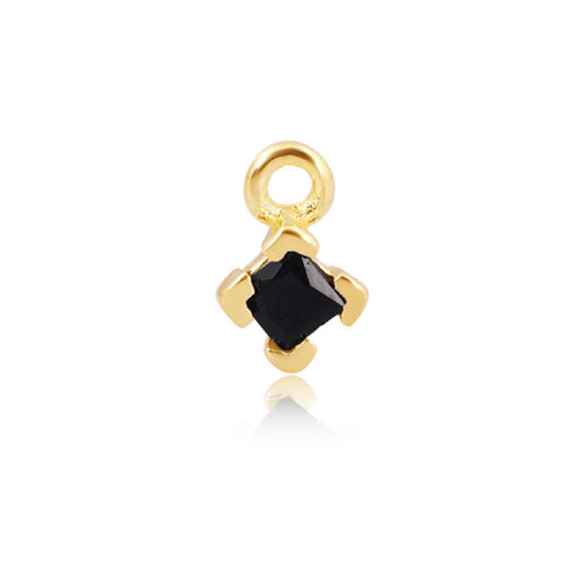 14ct Yellow Gold Vermeil 3mm Black Square CZ Charm for Permanent Jewellery
