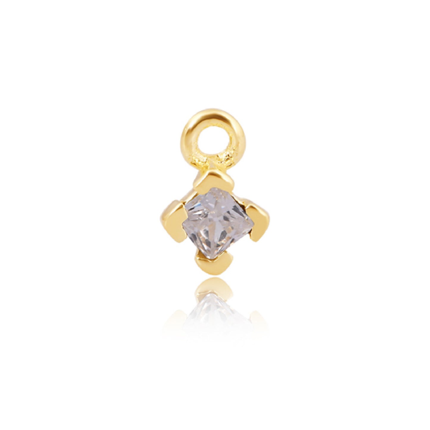 14ct Yellow Gold Vermeil 3mm Square CZ Charm for Permanent Jewellery