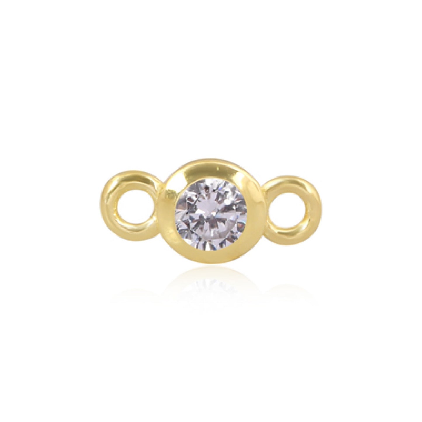14ct Yellow Gold Vermeil 4mm Clear CZ Round Connector for Permanent Jewellery