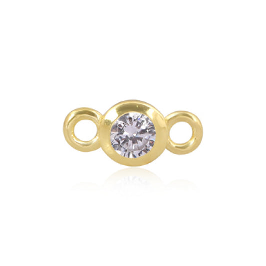 14ct Yellow Gold Vermeil 4mm Clear CZ Round Connector for Permanent Jewellery