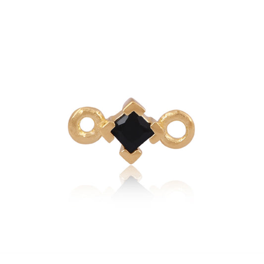 14ct Yellow Gold Vermeil 3mm Square Black CZ Connector for Permanent Jewellery