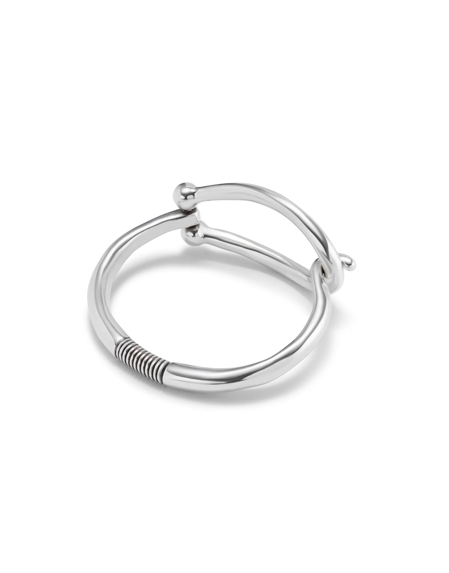 UNOde50 Youthful Rigid Silver Bangle with Large Link (SIZEM)