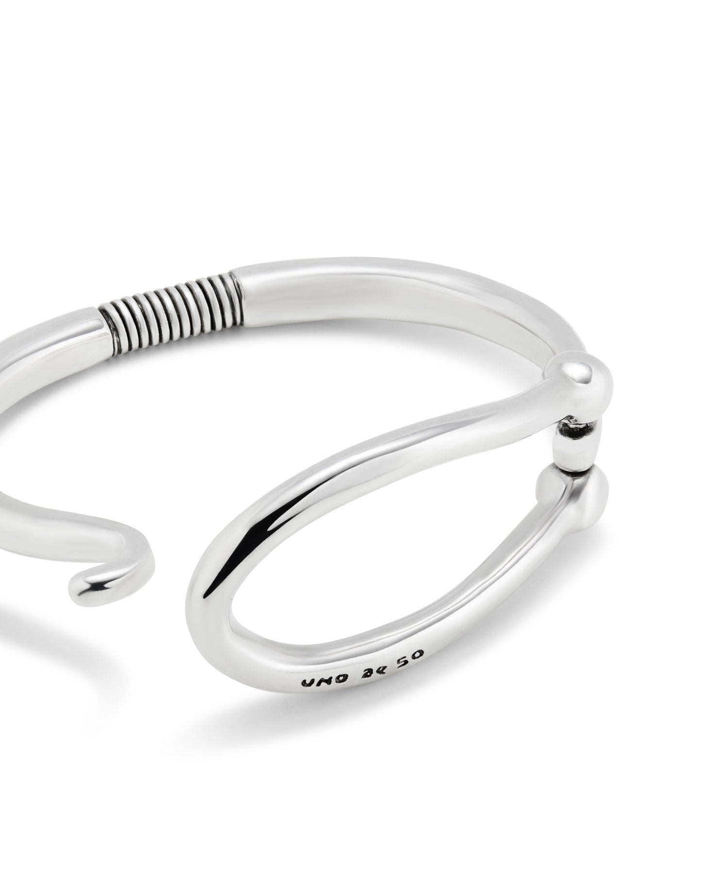 UNOde50 Youthful Rigid Silver Bangle with Large Link (SIZEM)