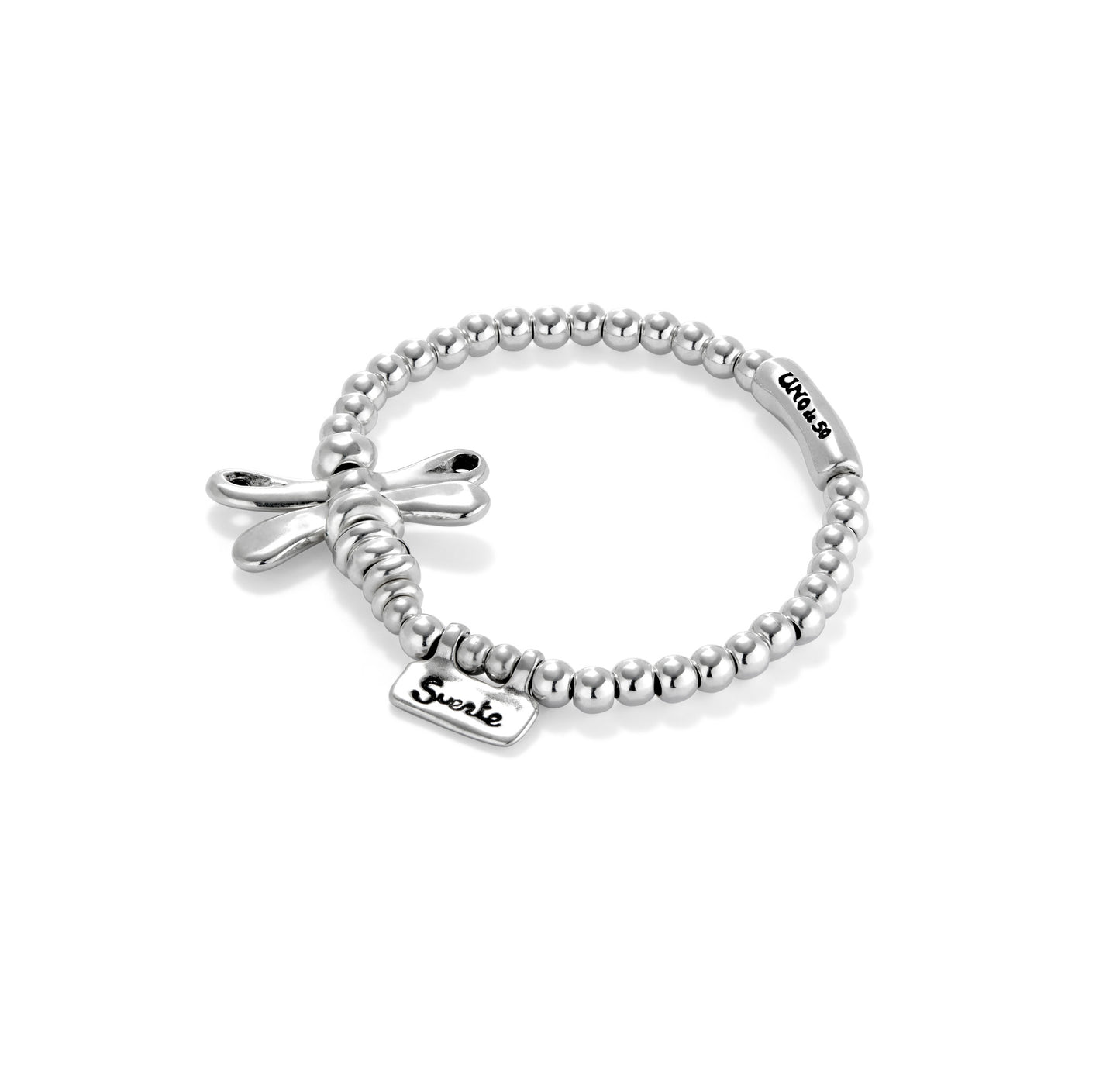 UNOde50 SER REBEL Elastic Bracelet with Silver Dragonfly (SIZE M)