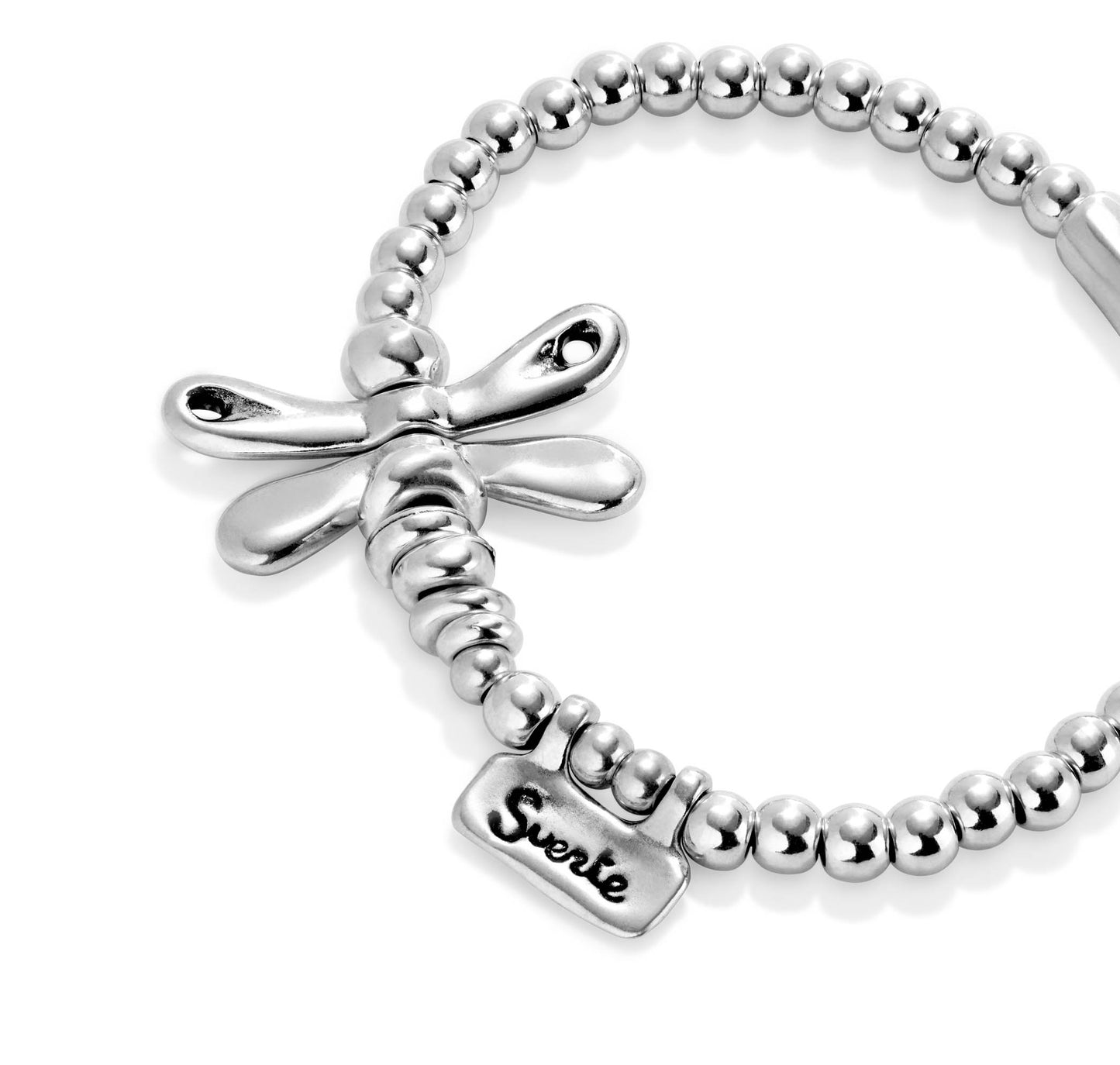 UNOde50 SER REBEL Elastic Bracelet with Silver Dragonfly (SIZE M)