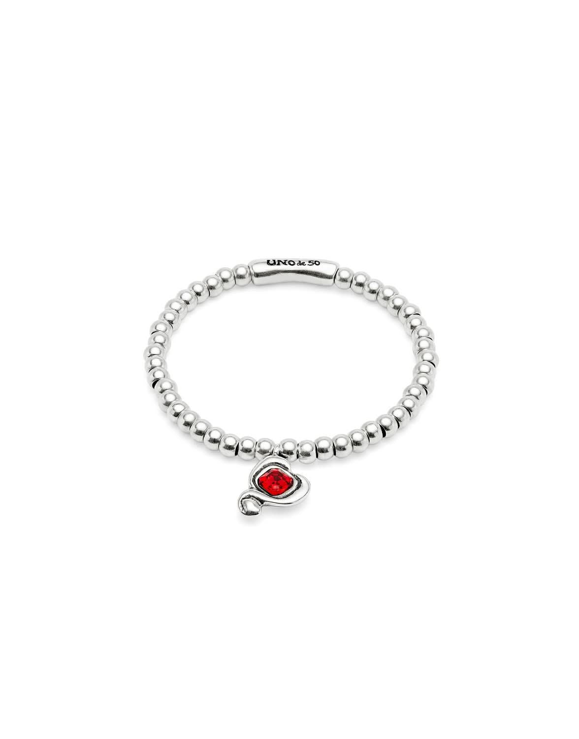 UNOde50 Beaded Bracelet with Red Crystal Heart
