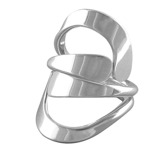 Plain Cradled Cross-Over Ring