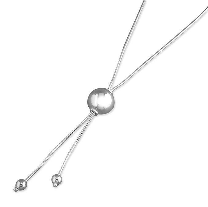 Sterling Silver 45cm/18inch Bead on Snake with Two Drops Necklace