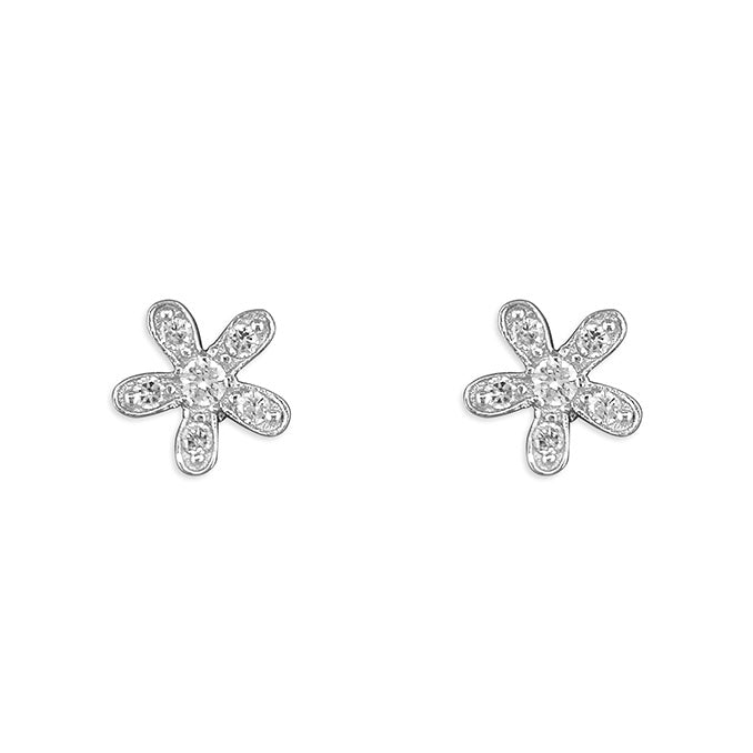 Cubic Zirconia Flower Stud Earrings