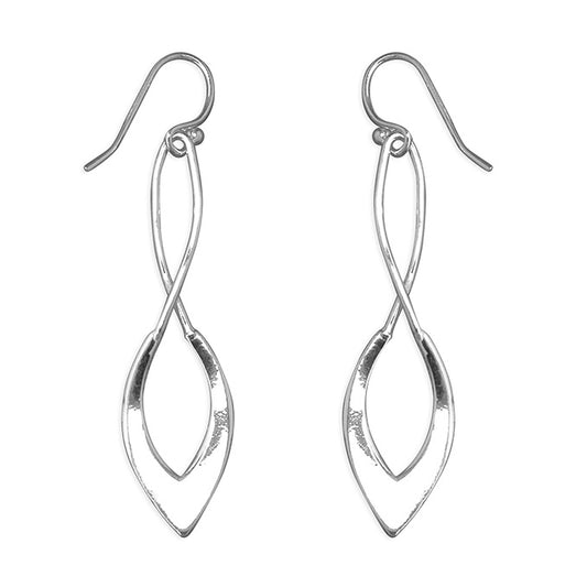 Sterling Silver Figure-of-8 Twist Hook-in Drop Earrings