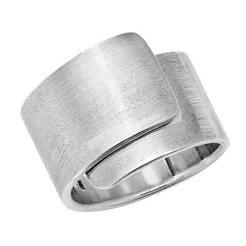 SILVER LADIES SATIN RING SIZE R