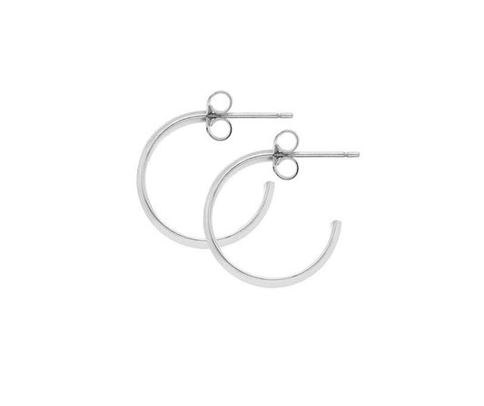 Silver d-shaped hoop earring SHP35D