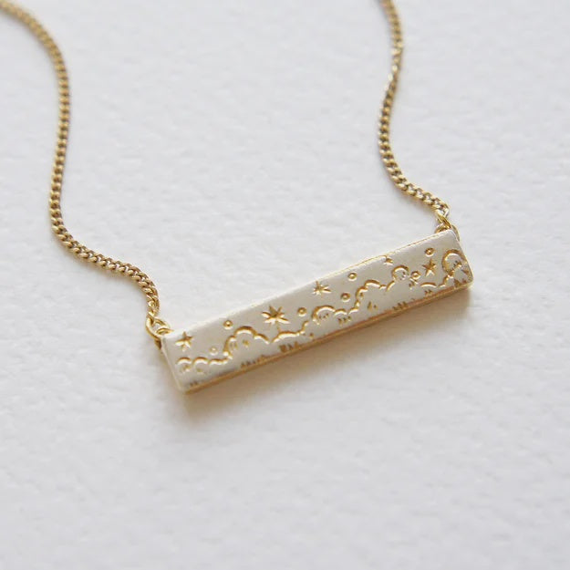 Starry Sky Bar Necklace, Silver & Gold Plated