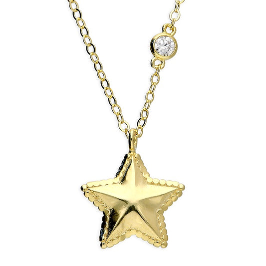 Sterling Silver 18ct Gold Plated star necklace  with cz