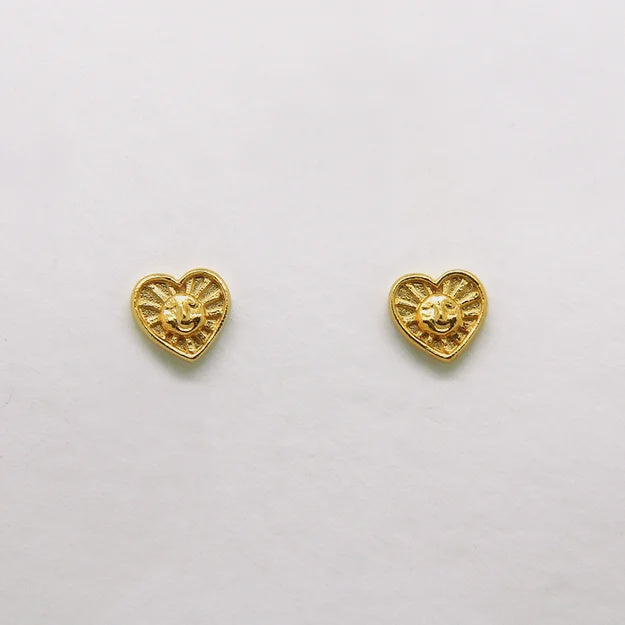 Sunrays of Love Studs Earrings, Gold Plated