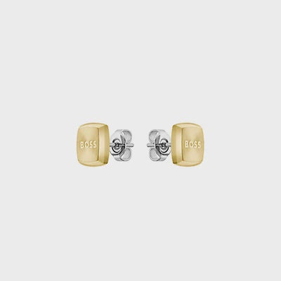 BOSS Men's Yann Square Stud Earrings in Gold Plated Stainless