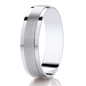 9ct White Gold 6mm Flat Court Medium weight mens band size X