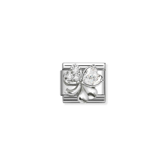 Composable Cl Symbols Steel, Cz And 925 Sterling Silver Rich White Clover