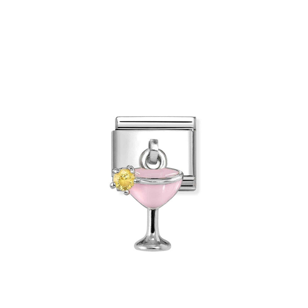Nomination Pink Cocktail Glass With Yellow CZ Link
