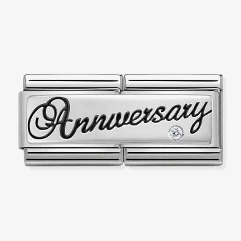 Composable DOUBLE Classic SYMBOLS steel Cub zircon and silver 925 (03_Anniversary)