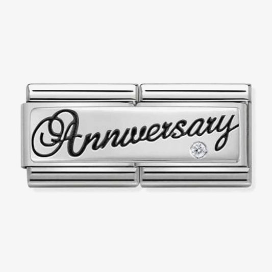Composable DOUBLE Classic SYMBOLS steel Cub zircon and silver 925 (03_Anniversary)