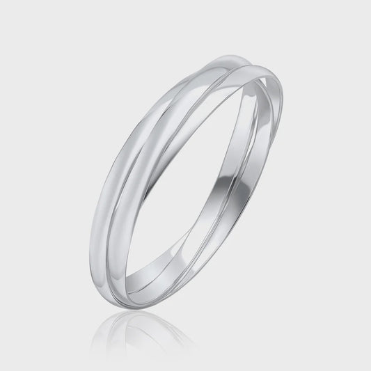 Silver 5mm Round Court Russian Bangle