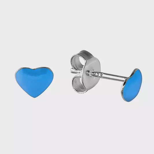 Turquoise enamel heart stud earrings